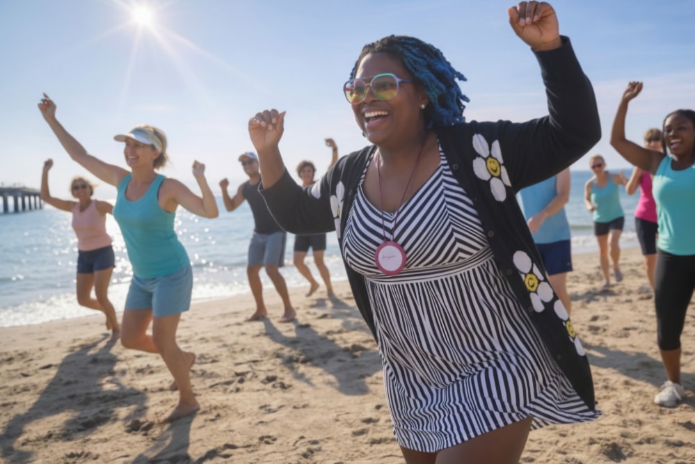 Kamili Kelly Active on Beach Wide